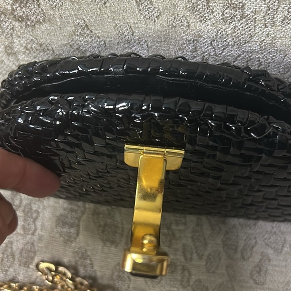 BALLY VINTAGE RARE Black Wicker and Lambskin Leather Clutch/Shoulder Bag - Picture 10 of 15